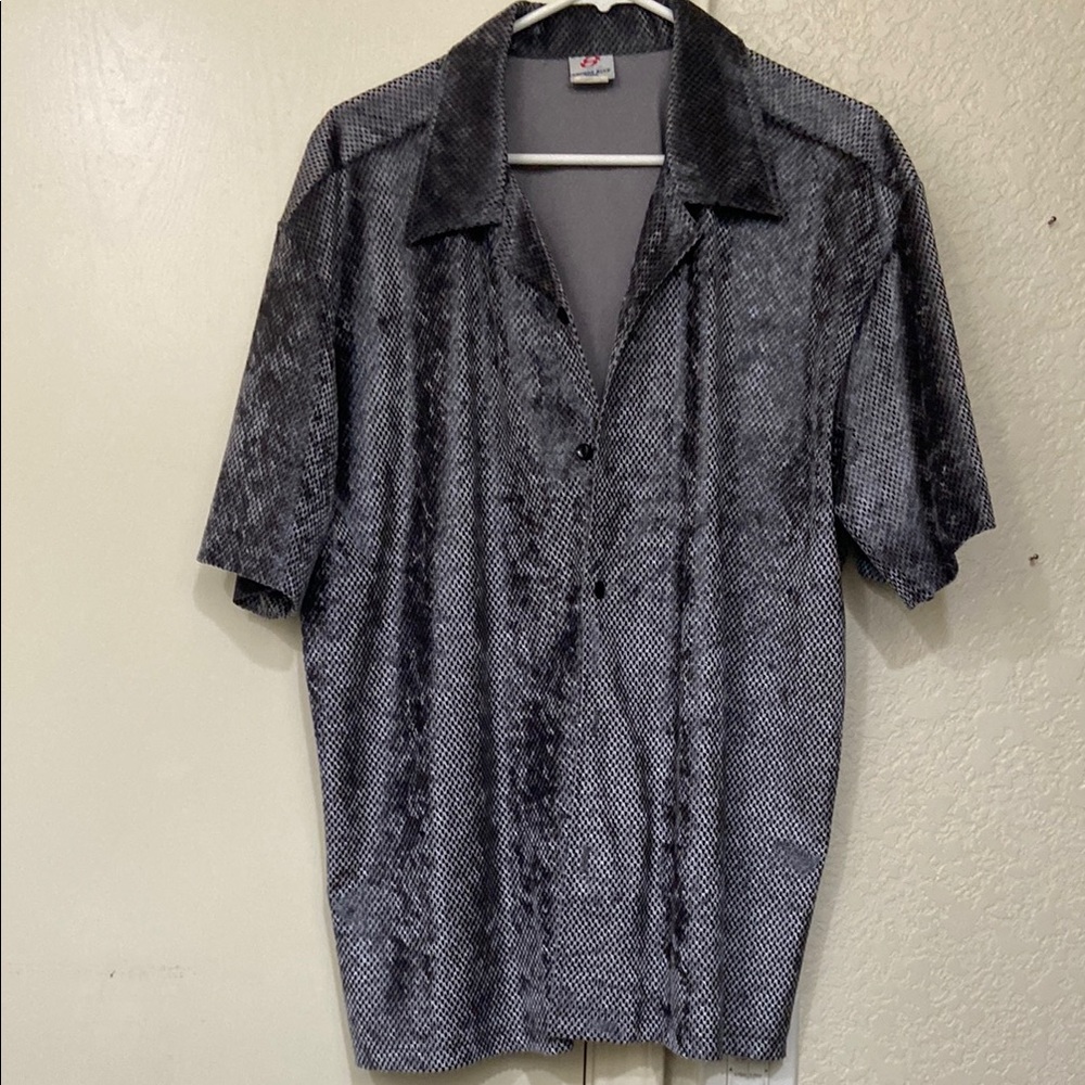 Anchor Blue L Shimmering Gray Top